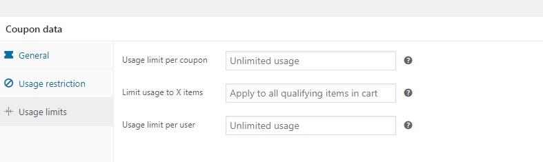 Usage limit for coupons